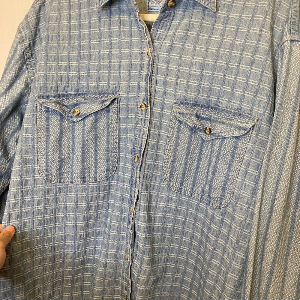 Aztec Boho Chambray Button Down Top - image 3